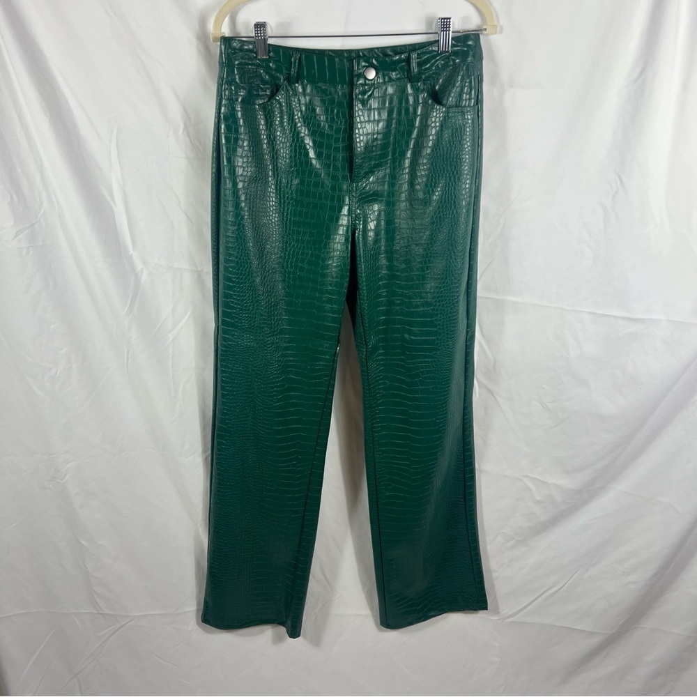 Forever 21 Teal Faux Croc Bootcut Pants - Picture 2 of 8